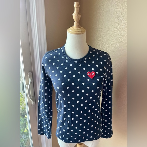 Comme Des Garcons Play - Dot Print Long Sleeve Crewneck T-Shirt - Picture 1 of 7